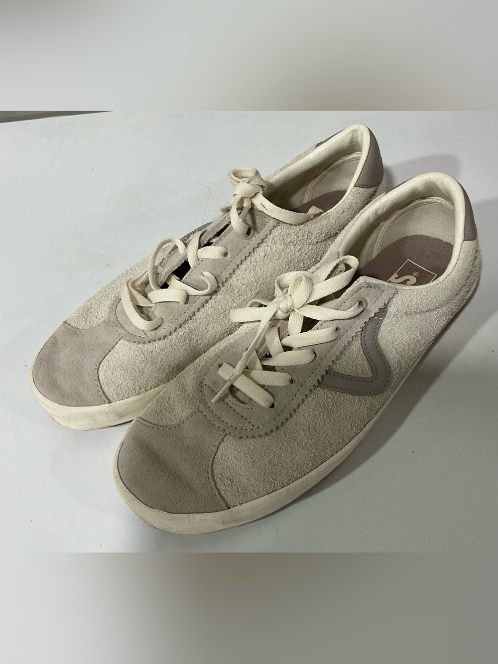 Vans Low-Top Suede & Textile Sneakers in Light Taupe and Cream